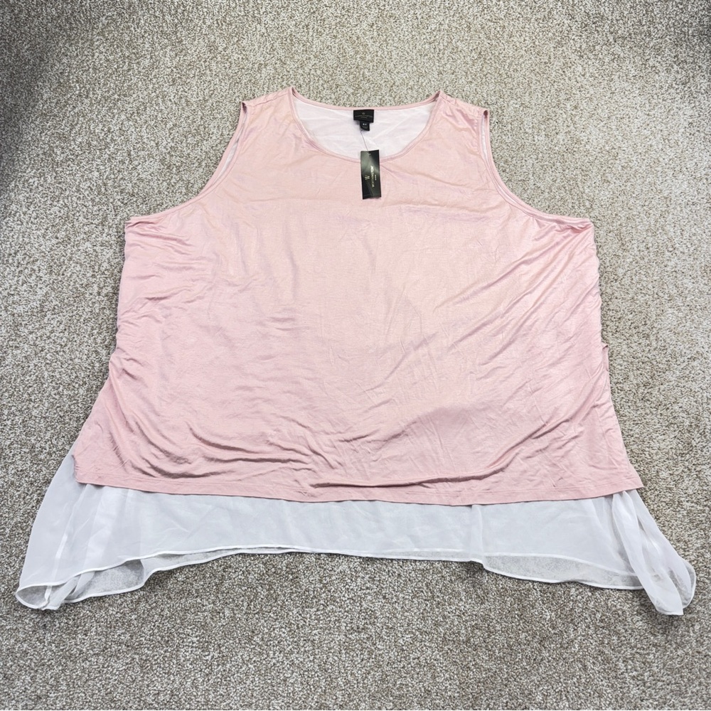 Worthington Light Pink White Layered Tank Top Womens Size 5X - Picture 1 of 13